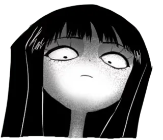 🔴 68893d4d Animé, Fille, Dessin animé, Niveaux de gris, Ambiance, Yeux, Visage telegram sticker
