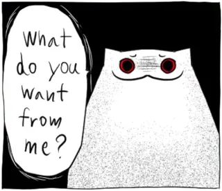 🔴 73687337 What do you want from me? chat, question, triste, chat blanc, dessin animé telegram sticker