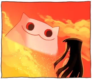 🔴 efd9fd00 chat, fille anime, coucher de soleil, illustration, dessin animé, personnage telegram sticker