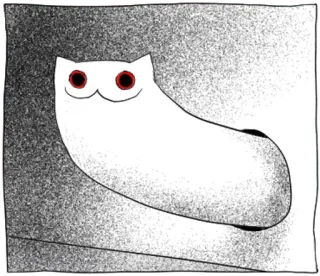 🔴 f020cb22 chat, chat long, dessin animé, animal, blanc, mème telegram sticker