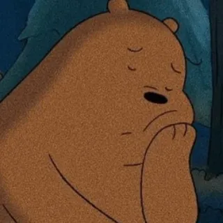 😴 55e23187 Grizz We Bare Bears beer, cartoon, verdrietig, We Bare Bears, Grizz, personage telegram sticker