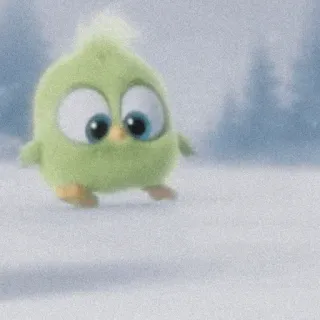 😇 f9070051 vogel, schattig, dier, groen, fluffy, winter, sneeuw telegram sticker