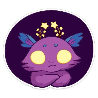 😈 3b87e957 monstre, violet, étoiles, créature, alien, fantaisie, dessin animé whatsapp sticker