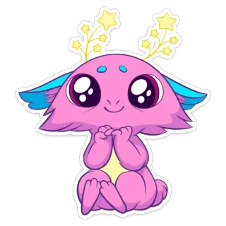 ☺️ be177a7f mignon, dessin animé, animal, autocollant, monstre, fantaisiste, étoile, rose whatsapp sticker