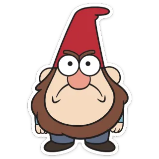🙁 9e423544 Gnome Gravity Falls Мультфильм, Гном, Гравити Фолз, Персонаж, Смешной, Злой telegram sticker
