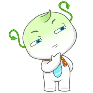 🥳 5b84c200 kreskówka, postać, myślenie, krawat, słodki, zielony, biały, roślina telegram sticker