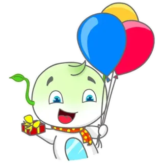 😏 6cf6c71e Kreskówka, Postać, Balony, Prezent, Uroczy, Święto, Szczęśliwy telegram sticker