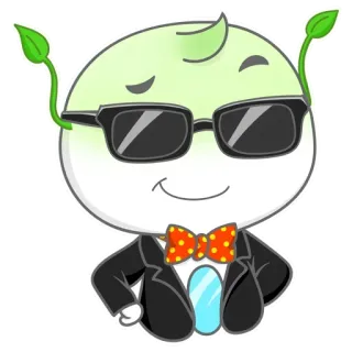 🤪 b3a66cff Kreskówka, Postać, Maskotka, Okulary przeciwsłoneczne, Muszka, Garnitur telegram sticker