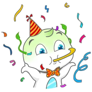 🤪 bec2f85c święto, impreza, konfetti, słodkie, kreskówka, czapeczka urodzinowa, świąteczny telegram sticker