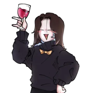 😄 66173775 За здоровье, Тост, Вино, Праздник, Персонаж, Цифровое искусство telegram sticker