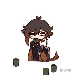 🐾 0a0200b5 Zhongli Genshin Impact Genshin Impact, Чжун Ли, Аниме, Видеоигра, Мультфильм, Пьёт чай, Фанатское творчество telegram sticker