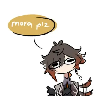 🐾 3ba10910 Zhongli Genshin Impact mora plz Genshin Impact, Чжун Ли, Видеоигра, Мора, Попрошайничество, Чиби telegram sticker