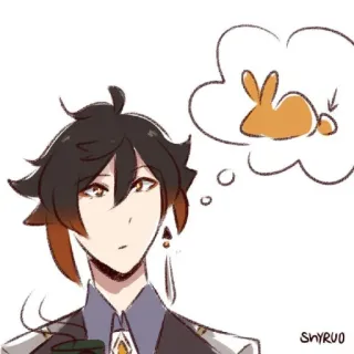 🐾 97d466d7 Zhongli Genshin Impact Аниме, Игра, Genshin Impact, Чжун Ли, Рекс Ляпис, Фанатское творчество telegram sticker