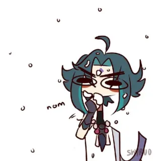 🐾 99763eed Xiao Genshin Impact nom Аниме, Видеоигра, Милый, Наклейка, Фан-арт, Genshin Impact, Сяо telegram sticker