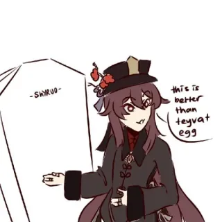 🐾 d11a3a15 Hu Tao Genshin Impact this is better than teyvat egg ху тао, геншин импакт, аниме, видеоигра, смешно, яйцо тейвата telegram sticker