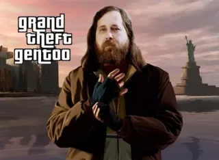 💾 73e75901 grand theft gentoo grand theft auto, gentoo, meme, paródia, video game telegram sticker