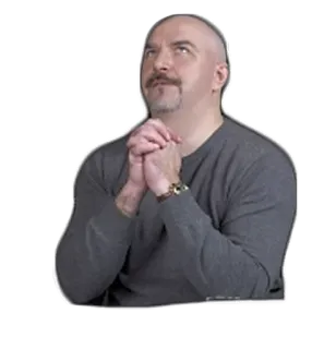 🙏 609c0b21 homem, olhando para cima, rezando, careca, bigode whatsapp sticker