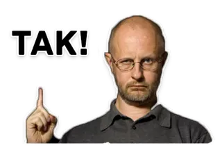 ☝ 9ca1e381 TAK! sim, acordo, polonês, homem, apontar, óculos whatsapp sticker