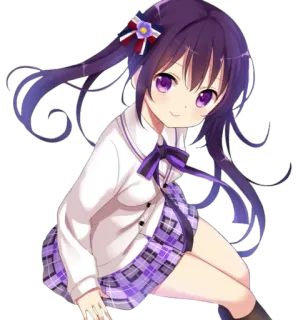 😊 f54a0c9d Anime, Ragazza, Capelli viola, Uniforme scolastica, Cartone animato telegram sticker