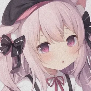 🍇 7a1027b9 Anime, ragazza, carina, capelli rosa, cartone animato telegram sticker