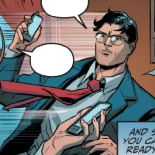 🦯 7e3a8c57 Clark Kent revista em quadrinhos, super-herói, homem, óculos, terno, telefone, escritório telegram sticker