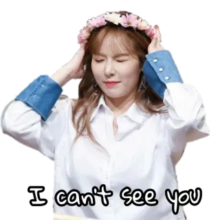 😷 afd7fff2 I can't see you wanita, bunga, kemeja, tidak bisa melihat, orang, potret telegram sticker