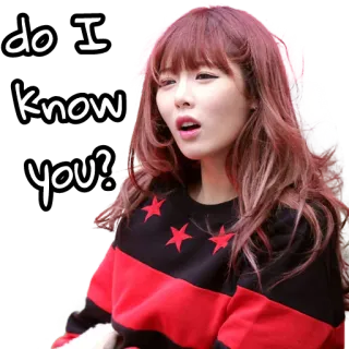 😞 dff397a9 do I know you? pertanyaan, wanita, terkejut, rambut merah, penasaran telegram sticker