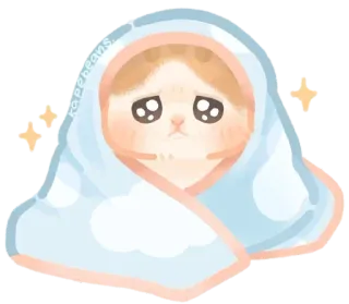 🐾 74de5121 kapeebeans cat, cute, sad, blanket, kawaii, adorable, pet telegram sticker