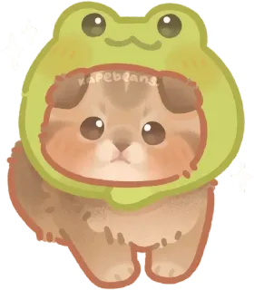 🐾 f90517dc kapebeans kitten, cat, frog, animal, cute, digital art, kawaii telegram sticker