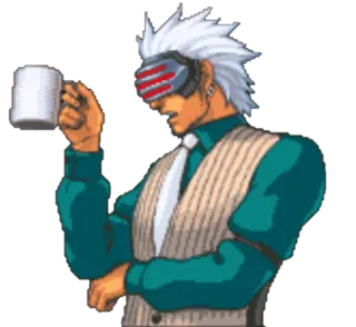 🤔 71938b74 Godot Ace Attorney Godot, Ace Attorney, coffee, anime, manga, videogame telegram sticker