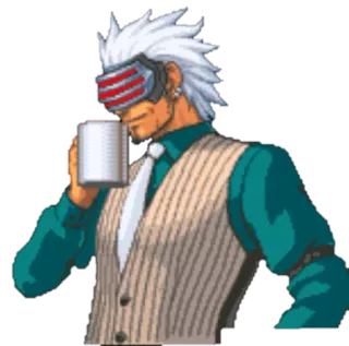 😁 72eb0279 Godot Ace Attorney Godot, Ace Attorney, coffee, anime, game, character telegram sticker