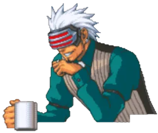 😁 7f95545a Godot Ace Attorney godot, ace attorney, coffee, anime telegram sticker