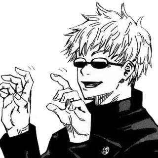😀 1e4a3023 Gojo Satoru Jujutsu Kaisen anime, manga, Gojo Satoru, Jujutsu Kaisen, postać, okulary, czarno-białe whatsapp sticker