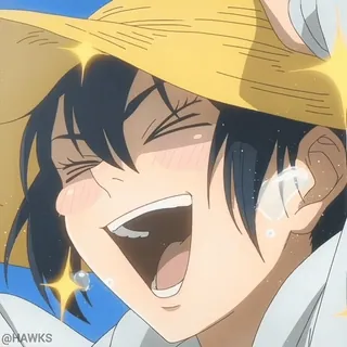 😆 b8207c31 @HAWKS Anime, Uśmiech, Szczęśliwy, Kreskówka, Postać, Kapelusz whatsapp sticker