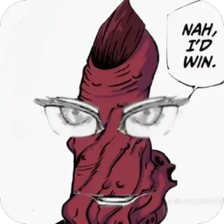 🫥 e35dab67 NAH, I'D WIN. obraźliwy gest, środkowy palec, kreskówka, okulary, śmieszne whatsapp sticker