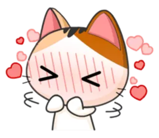 ☺ 55226435 gato, corazones, amor, sonrojo, lindo, dibujos animados, emoji telegram sticker
