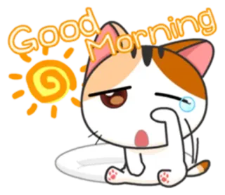☀ 60227cf8 Good Morning gato, buenos días, sol, lindo, dibujos animados telegram sticker