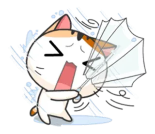 ☔ bd7eeb62 gato, lluvia, paraguas, dibujos animados, triste, tormenta telegram sticker