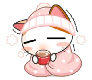 ☕ ca9736e3 gato, invierno, acogedor, lindo, kawaii, animales, dibujos animados telegram sticker