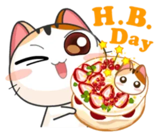 🎂 8dd01076 H. B. Day chat, joyeux anniversaire, gâteau, mignon, fête, animal, kawaii telegram sticker