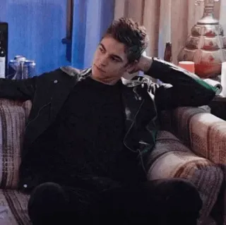 ✨ ff7a1bfb Mann, Jacke, Sitzend, Couch, Entspannt, Innen telegram sticker