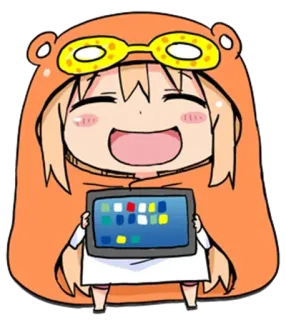 🥧 398efb0f anime, cute, character, cheerful, tablet, smiling telegram sticker