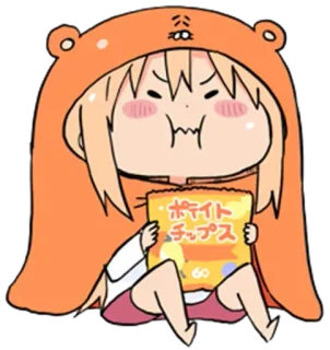🥧 a18f5559 Umaru Doma Himouto! Umaru-chan ポテイトチップス anime, cartoon, girl, snack, chips, umaro, cute telegram sticker