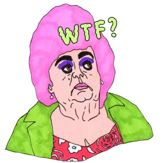 🤔 0d32dfb9 WTF! ตลก, การ์ตูน, คำถาม, อุทาน, ผู้หญิง telegram sticker