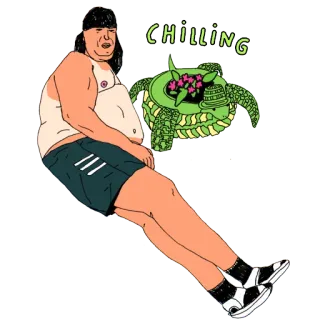 😴 9476f521 CHILLING ชิล, ผ่อนคลาย, เต่า, การ์ตูน, สนุก telegram sticker