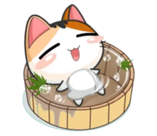 🛀 17f75077 cat, bath, relaxing, cute, kawaii, onsen, animal, cartoon whatsapp sticker