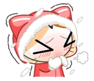 😖 1eee4a28 cat, winter, cold, snow, cute, hoodie, cartoon whatsapp sticker