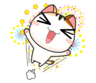 😆 34e145a4 cat, cute, animal, cartoon, celebration, fireworks, happy, fun whatsapp sticker