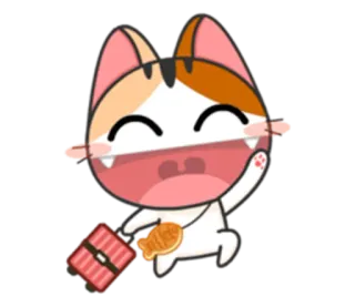 🚶‍♀ 729e22e2 cat, cartoon, kawaii, cute, waving, animal, sticker whatsapp sticker