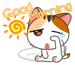 🌞 8153b139 Good Morning cat, good morning, sun, cartoon, cute, emoji whatsapp sticker